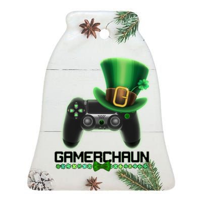 Cool St Patrick's Day Gamerchaun Game Controller Leprechaun Ceramic Bell Ornament