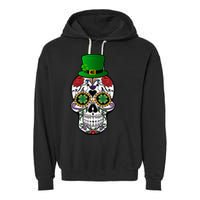 Cool St Patricks Day Irish Day Of The Dead Skull Garment-Dyed Fleece Hoodie