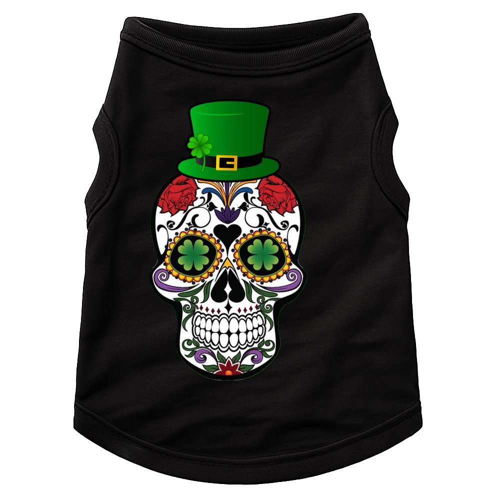 Cool St Patricks Day Irish Day Of The Dead Skull Doggie Tank