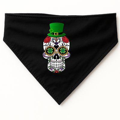 Cool St Patricks Day Irish Day Of The Dead Skull USA-Made Doggie Bandana