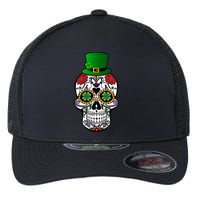 Cool St Patricks Day Irish Day Of The Dead Skull Flexfit Unipanel Trucker Cap