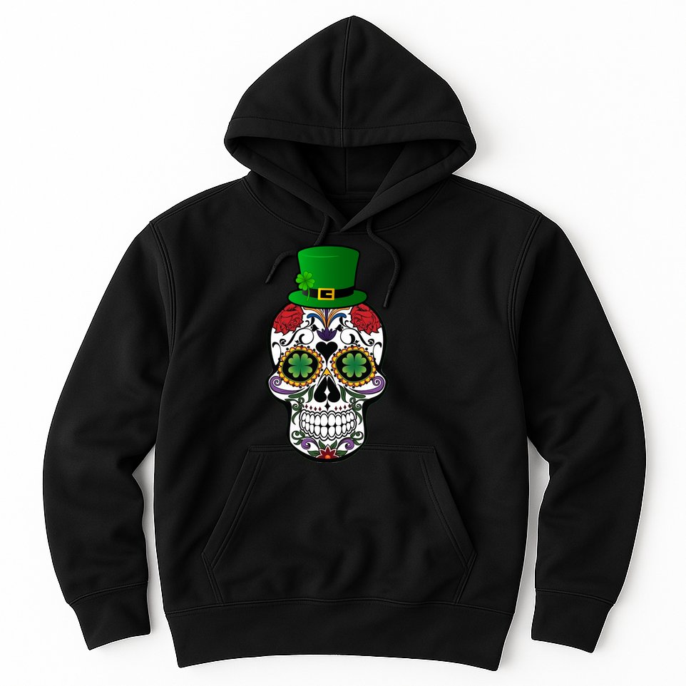 Cool St Patricks Day Irish Day Of The Dead Skull Hoodie