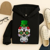 Cool St Patricks Day Irish Day Of The Dead Skull Hoodie