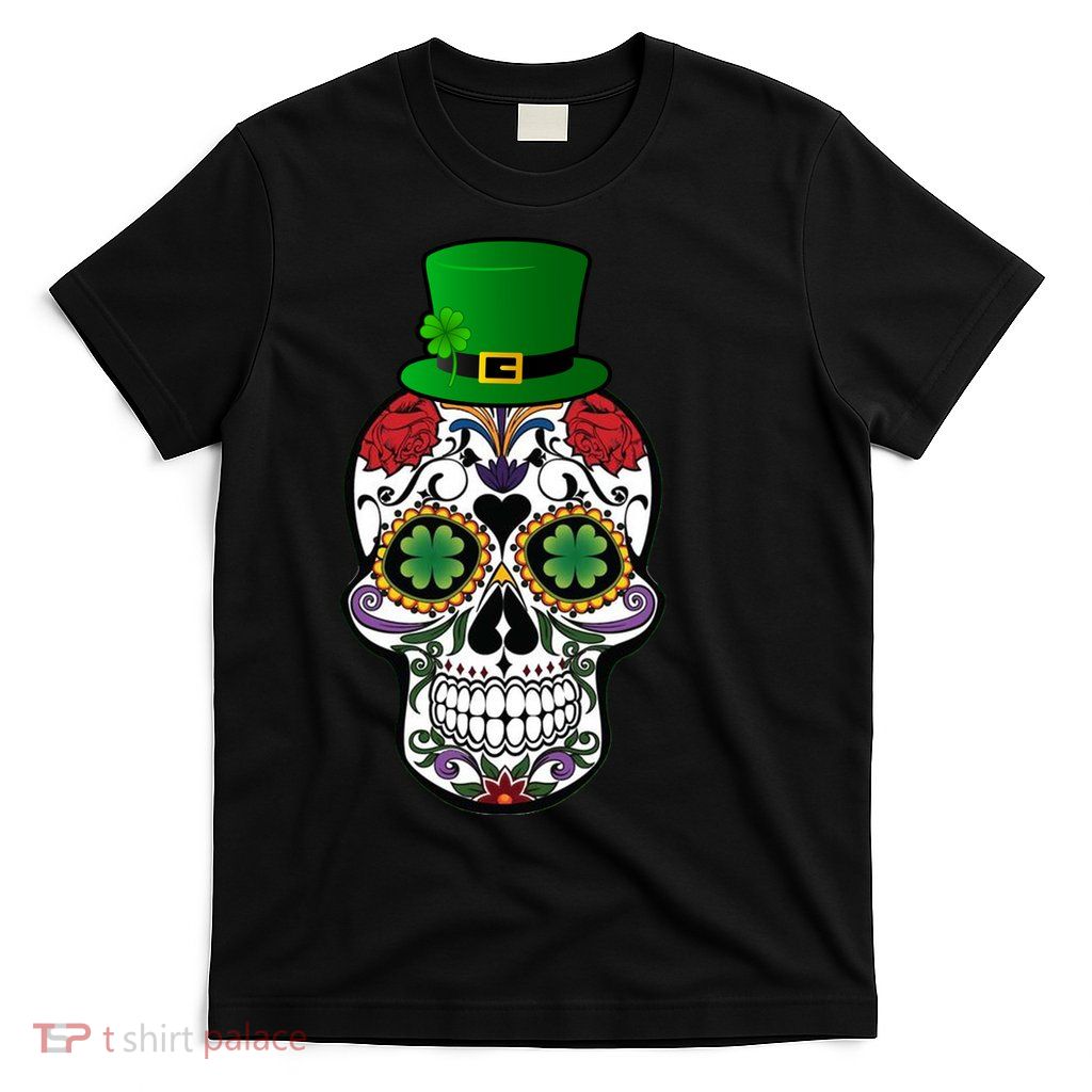 Cool St Patricks Day Irish Day Of The Dead Skull T-Shirt