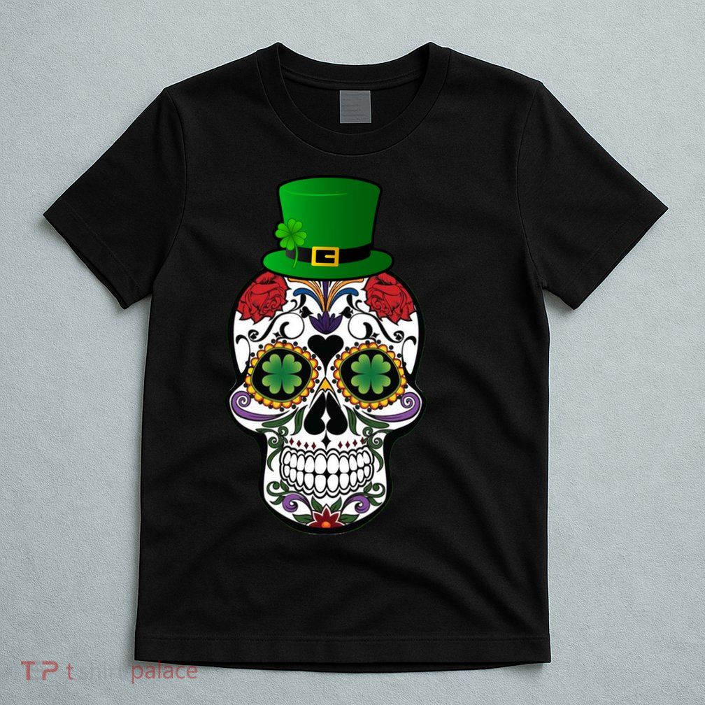 Cool St Patricks Day Irish Day Of The Dead Skull T-Shirt