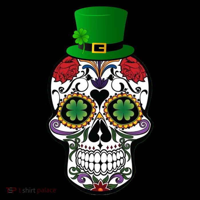 Cool St Patricks Day Irish Day Of The Dead Skull T-Shirt