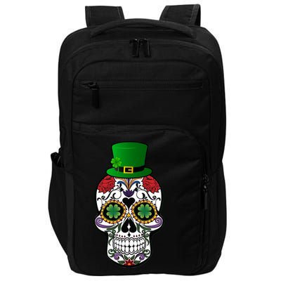 Cool St Patricks Day Irish Day Of The Dead Skull Impact Tech Backpack