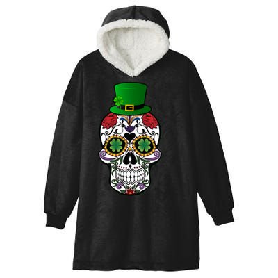 Cool St Patricks Day Irish Day Of The Dead Skull Hooded Wearable Blanket
