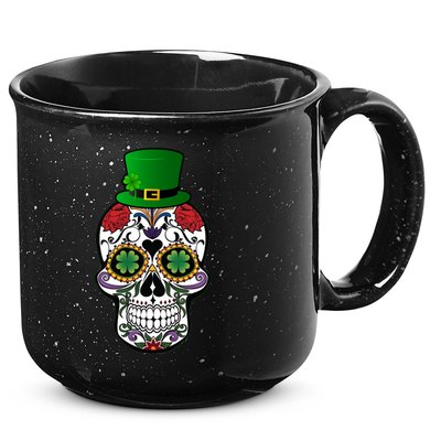 Cool St Patricks Day Irish Day Of The Dead Skull 15oz Campfire Ceramic Mug