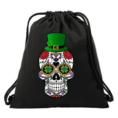 Cool St Patricks Day Irish Day Of The Dead Skull Drawstring Bag