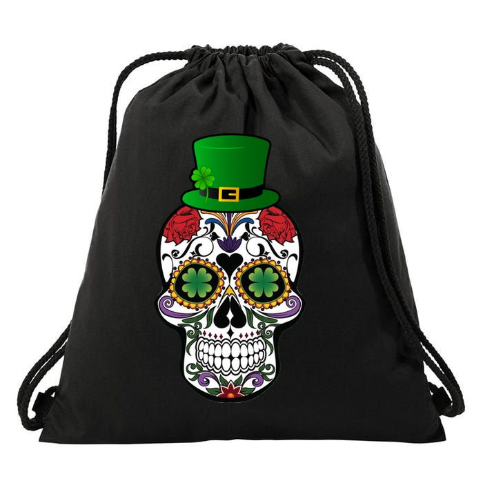 Cool St Patricks Day Irish Day Of The Dead Skull Drawstring Bag