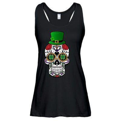 Cool St Patricks Day Irish Day Of The Dead Skull Ladies Essential Flowy Tank