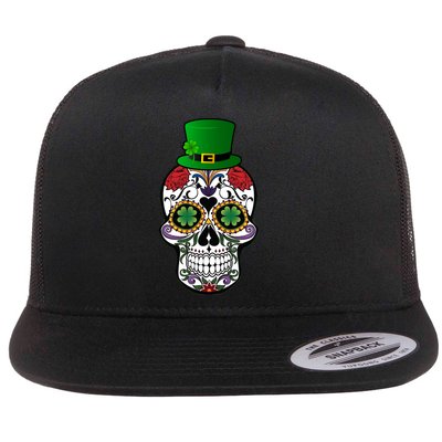 Cool St Patricks Day Irish Day Of The Dead Skull Flatbill Hat