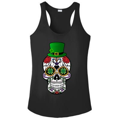 Cool St Patricks Day Irish Day Of The Dead Skull Ladies PosiCharge Competitor Racerback Tank