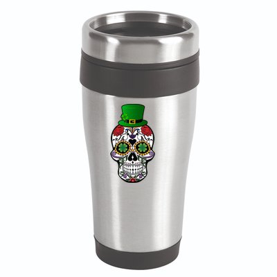 Cool St Patricks Day Irish Day Of The Dead Skull 16oz Travel Tumbler