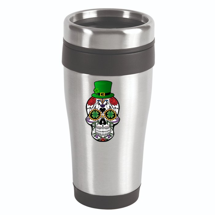Cool St Patricks Day Irish Day Of The Dead Skull 16oz Travel Tumbler