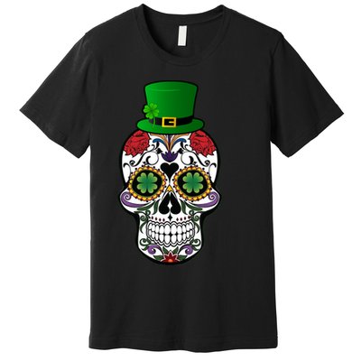 Cool St Patricks Day Irish Day Of The Dead Skull Premium T-Shirt