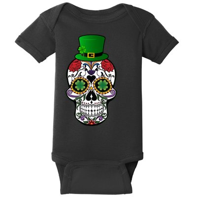 Cool St Patricks Day Irish Day Of The Dead Skull Baby Bodysuit