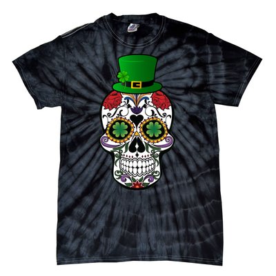 Cool St Patricks Day Irish Day Of The Dead Skull Tie-Dye T-Shirt