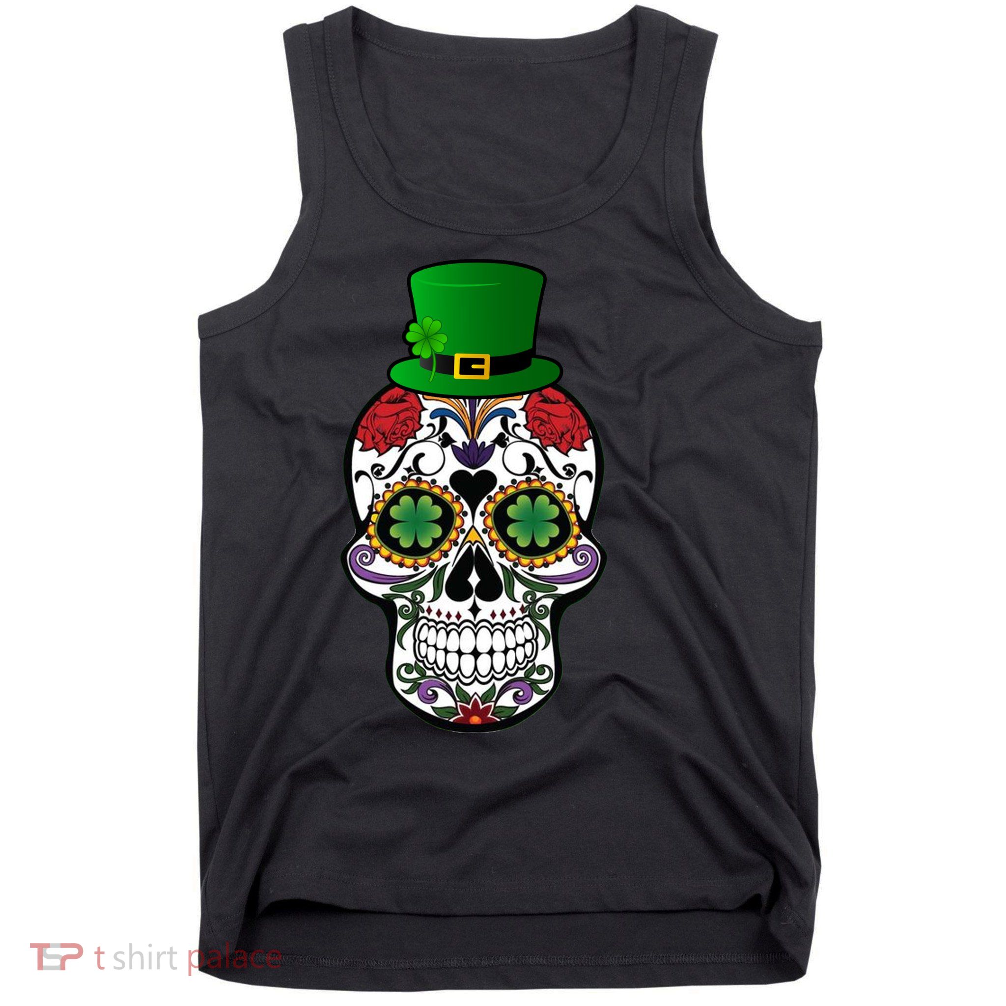 Cool St Patricks Day Irish Day Of The Dead Skull Tank Top