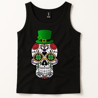 Cool St Patricks Day Irish Day Of The Dead Skull Tank Top