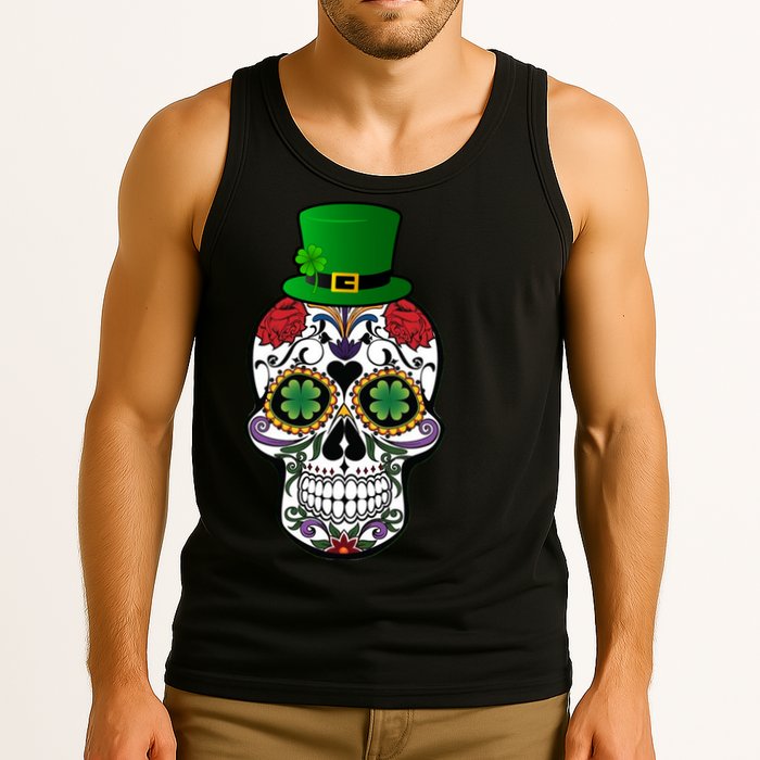Cool St Patricks Day Irish Day Of The Dead Skull Tank Top