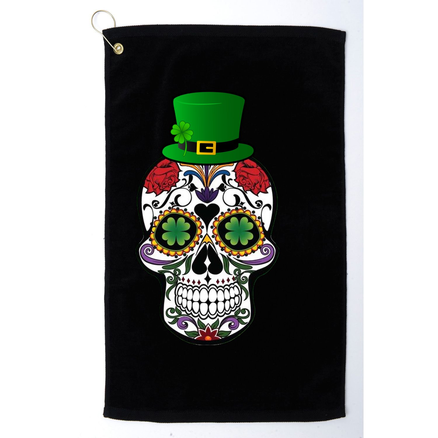 Cool St Patricks Day Irish Day Of The Dead Skull Golf Towel
