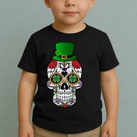 Cool St Patricks Day Irish Day Of The Dead Skull Toddler T-Shirt