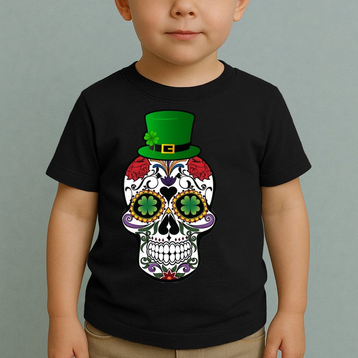 Cool St Patricks Day Irish Day Of The Dead Skull Toddler T-Shirt