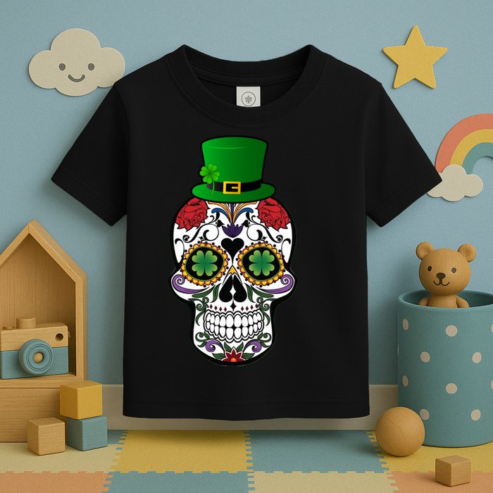 Cool St Patricks Day Irish Day Of The Dead Skull Toddler T-Shirt