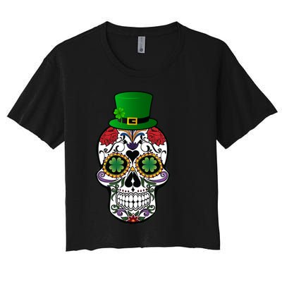 Cool St Patricks Day Irish Day Of The Dead Skull Crop Top
