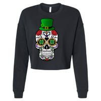 Cool St Patricks Day Irish Day Of The Dead Skull Cropped Pullover Crew