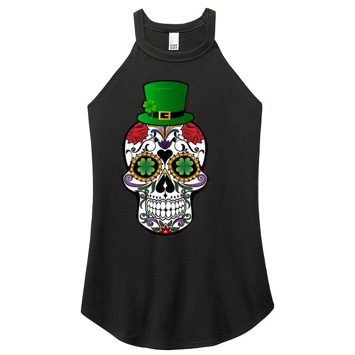 Cool St Patricks Day Irish Day Of The Dead Skull Women's Perfect Tri Rocker Tank