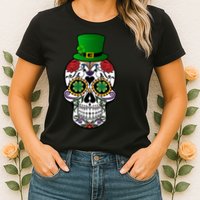 Cool St Patricks Day Irish Day Of The Dead Skull Womens T-Shirt