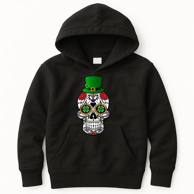 Cool St Patricks Day Irish Day Of The Dead Skull Kids Hoodie