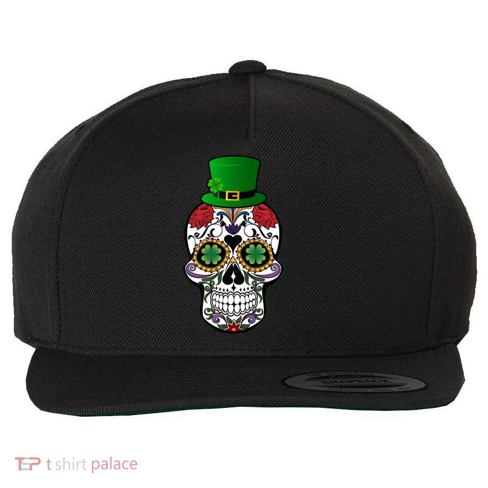 Cool St Patricks Day Irish Day Of The Dead Skull Wool Snapback Cap