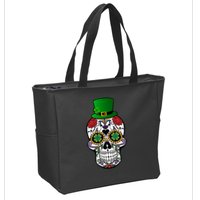 Cool St Patricks Day Irish Day Of The Dead Skull Zip Tote Bag