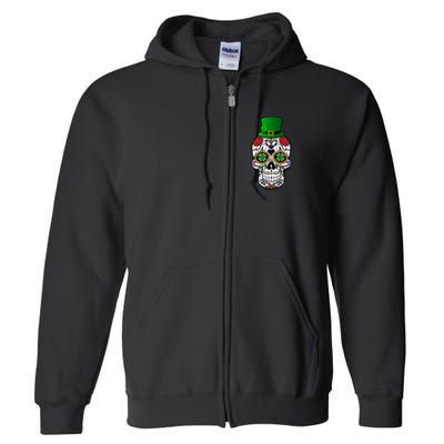 Cool St Patricks Day Irish Day Of The Dead Skull Full Zip Hoodie