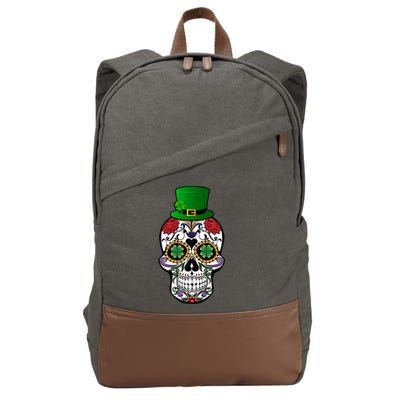 Cool St Patricks Day Irish Day Of The Dead Skull Cotton Canvas Backpack