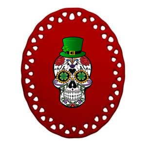 Cool St Patricks Day Irish Day Of The Dead Skull Ceramic Oval Ornament