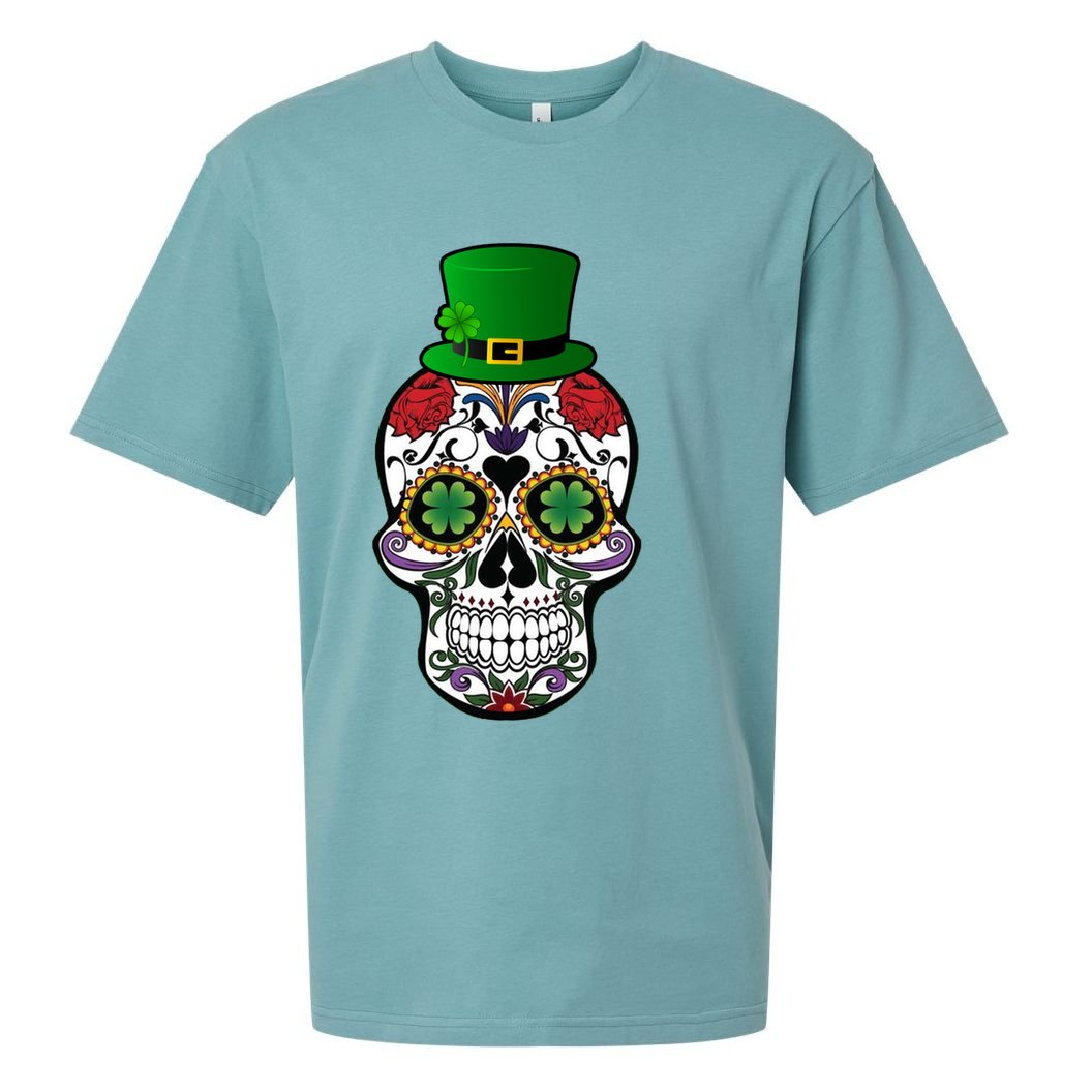 Cool St Patricks Day Irish Day Of The Dead Skull Sueded Cloud Jersey T-Shirt