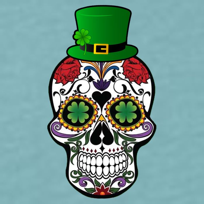 Cool St Patricks Day Irish Day Of The Dead Skull Sueded Cloud Jersey T-Shirt