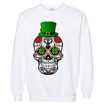 Cool St Patricks Day Irish Day Of The Dead Skull Garment-Dyed Sweatshirt