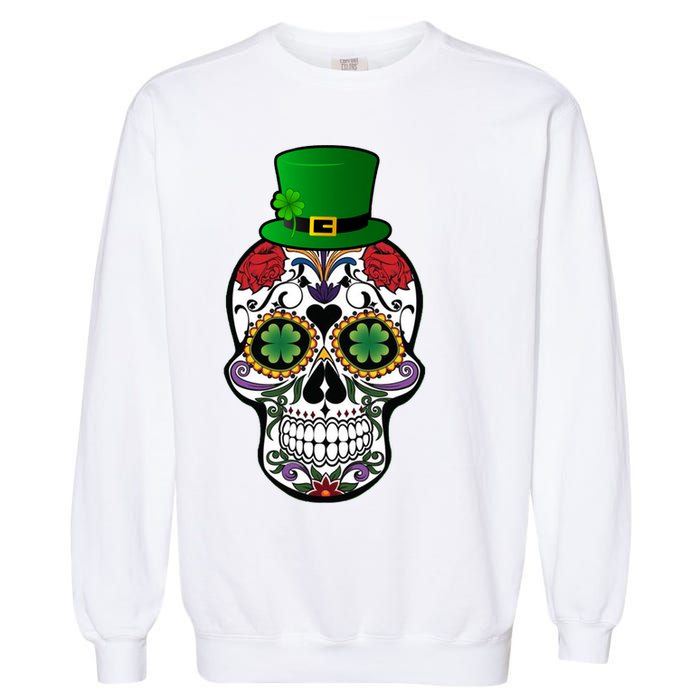 Cool St Patricks Day Irish Day Of The Dead Skull Garment-Dyed Sweatshirt