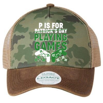 Cool St Patrick's Day P Is For Playing Games   Legacy Tie Dye Trucker Hat