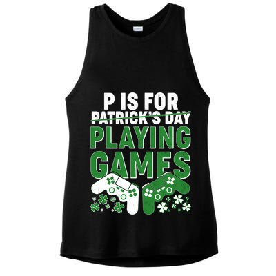 Cool St Patrick's Day P Is For Playing Games   Ladies PosiCharge Tri-Blend Wicking Tank