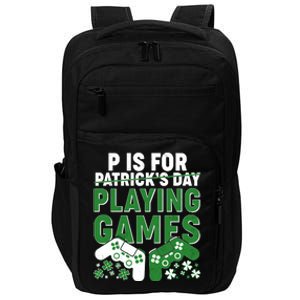 Cool St Patrick's Day P Is For Playing Games   Impact Tech Backpack