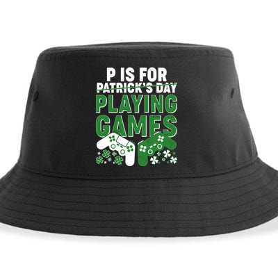 Cool St Patrick's Day P Is For Playing Games   Sustainable Bucket Hat