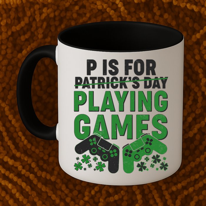 Cool St Patrick's Day P Is For Playing Games   Mug