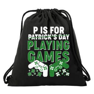 Cool St Patrick's Day P Is For Playing Games   Drawstring Bag